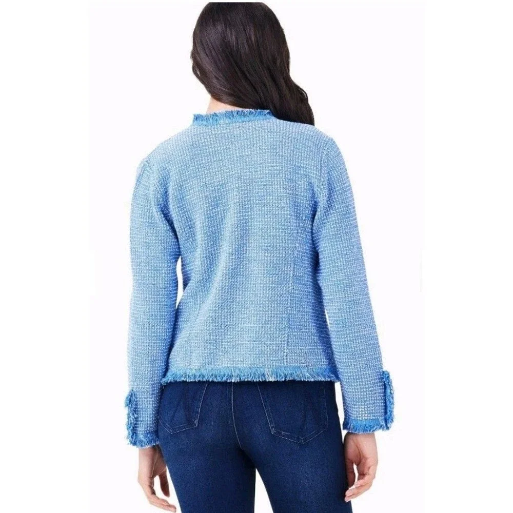 NIC + ZOE Fringe Mix Knit Blazer Jacket XXL Career Workwear Blue